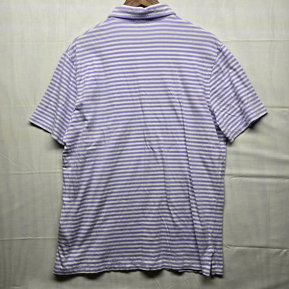 Polo Ralph Lauren Polo Shirt Mens Medium Purple White Striped Cotton Pocket - Picture 5 of 7